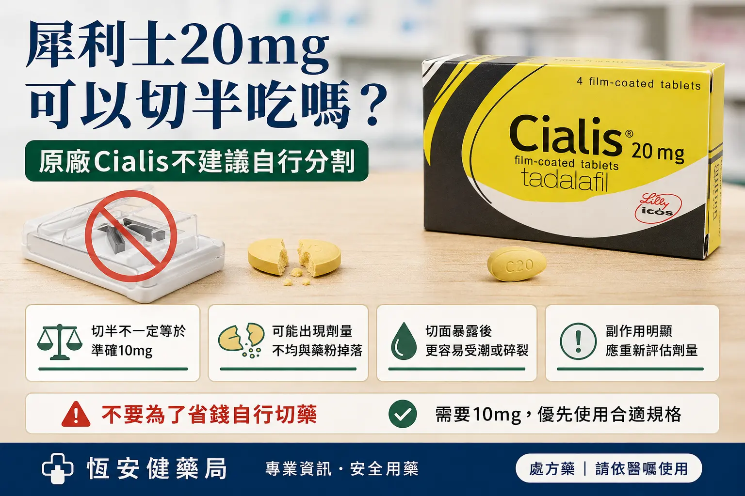 犀利士20mg可以切半吃嗎？保存與安全風險