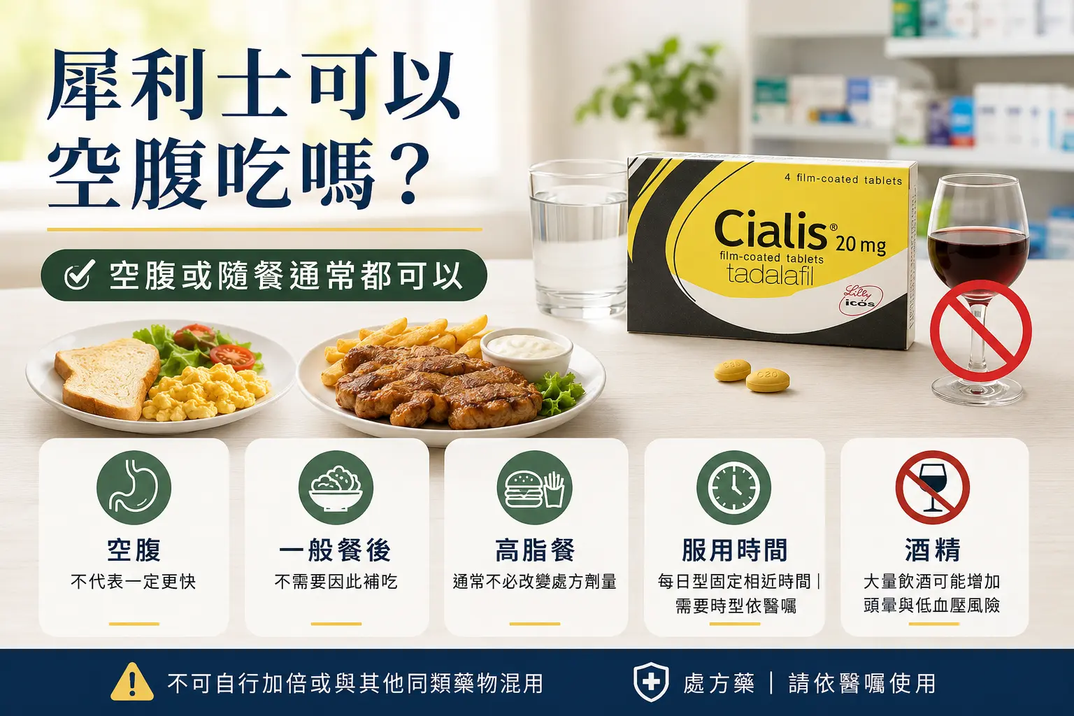 犀利士可以空腹吃嗎？飲食、酒精與服用時間怎麼安排