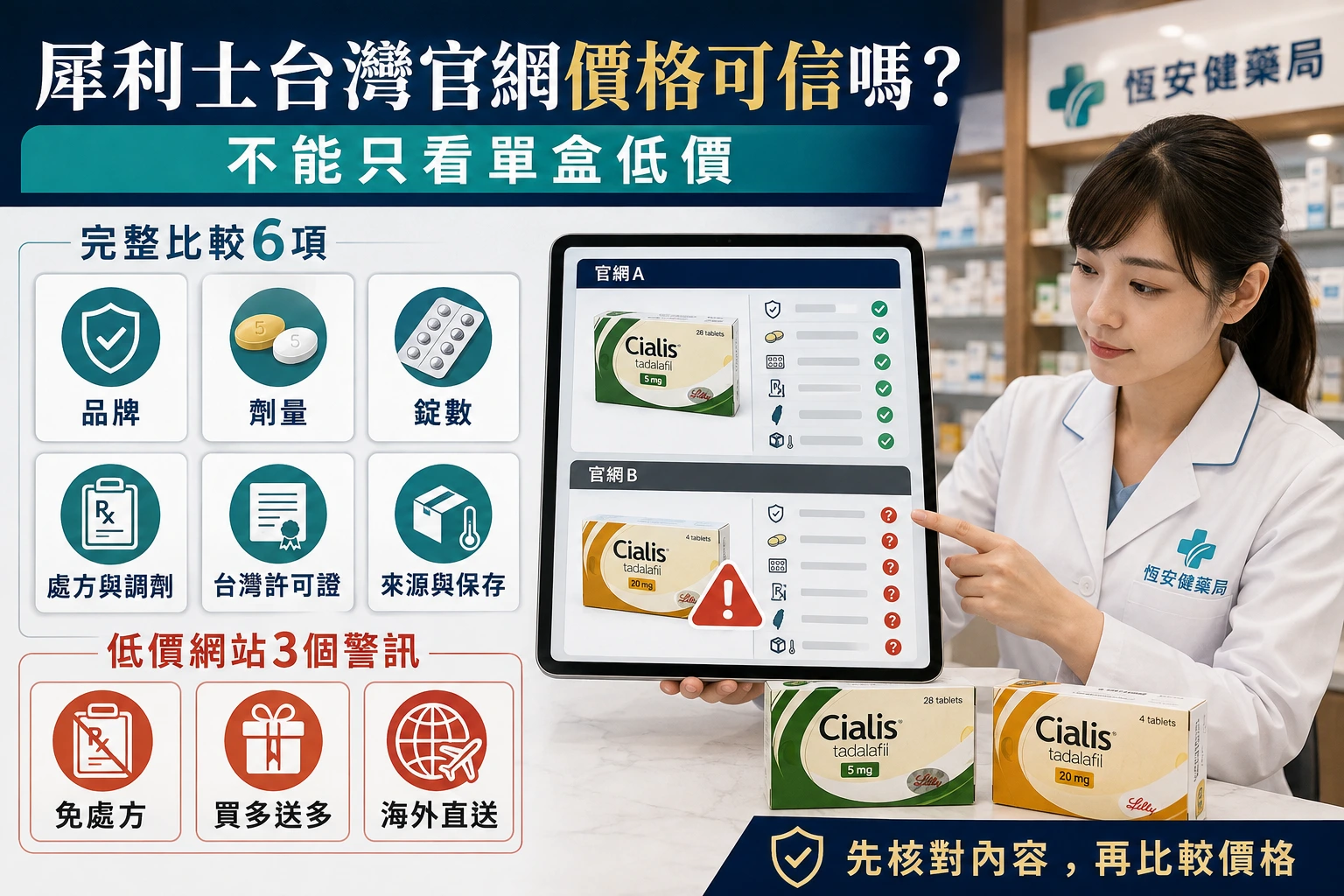 犀利士台灣官網價格可信嗎？低價網站、錠數與完整費用辨認