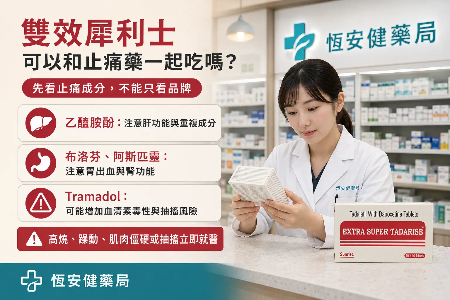 雙效犀利士可以和止痛藥一起吃嗎？布洛芬與普拿疼風險解析