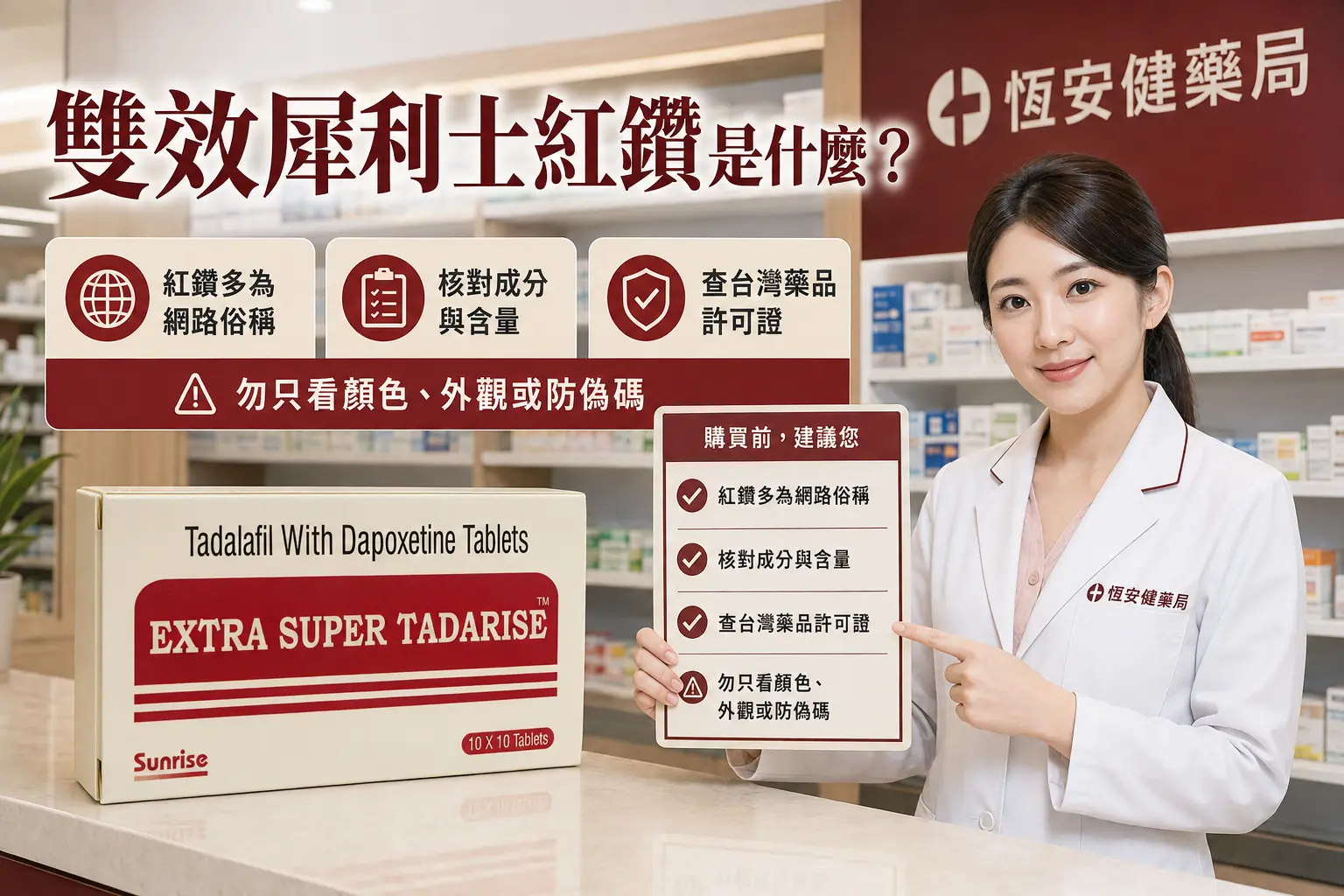 雙效犀利士紅鑽是什麼？成分、真偽與台灣核准狀態解析